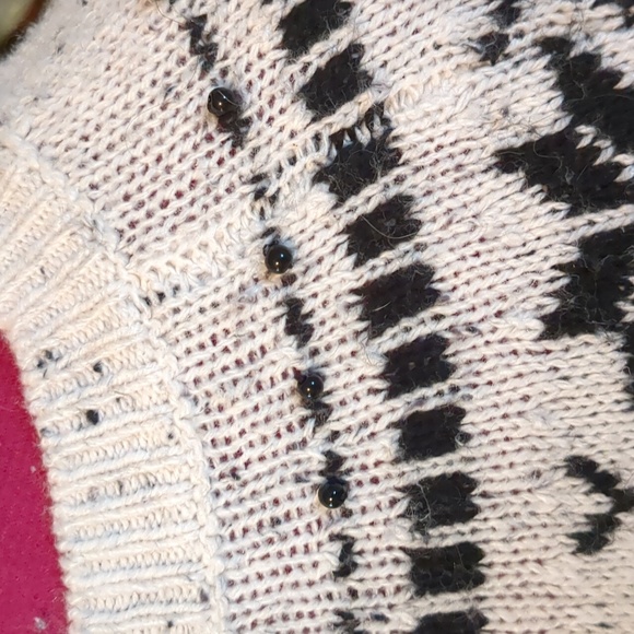 Christopher & Banks Fair Isle Embellished Sweater Black/Cream P/S - Picture 5 of 10